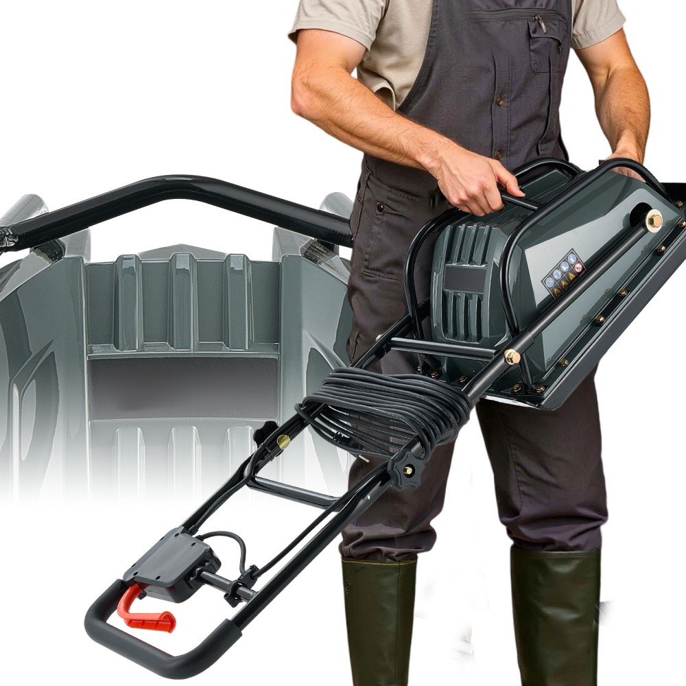 Plate Compactor, 130W Output Electric Ground Rammer, 5 kN Force, 3.9 in Depth