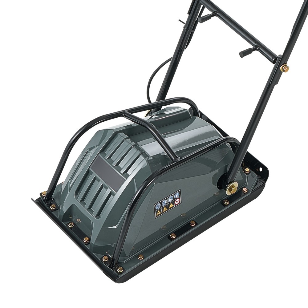 Plate Compactor, 130W Output Electric Ground Rammer, 5 kN Force, 3.9 in Depth