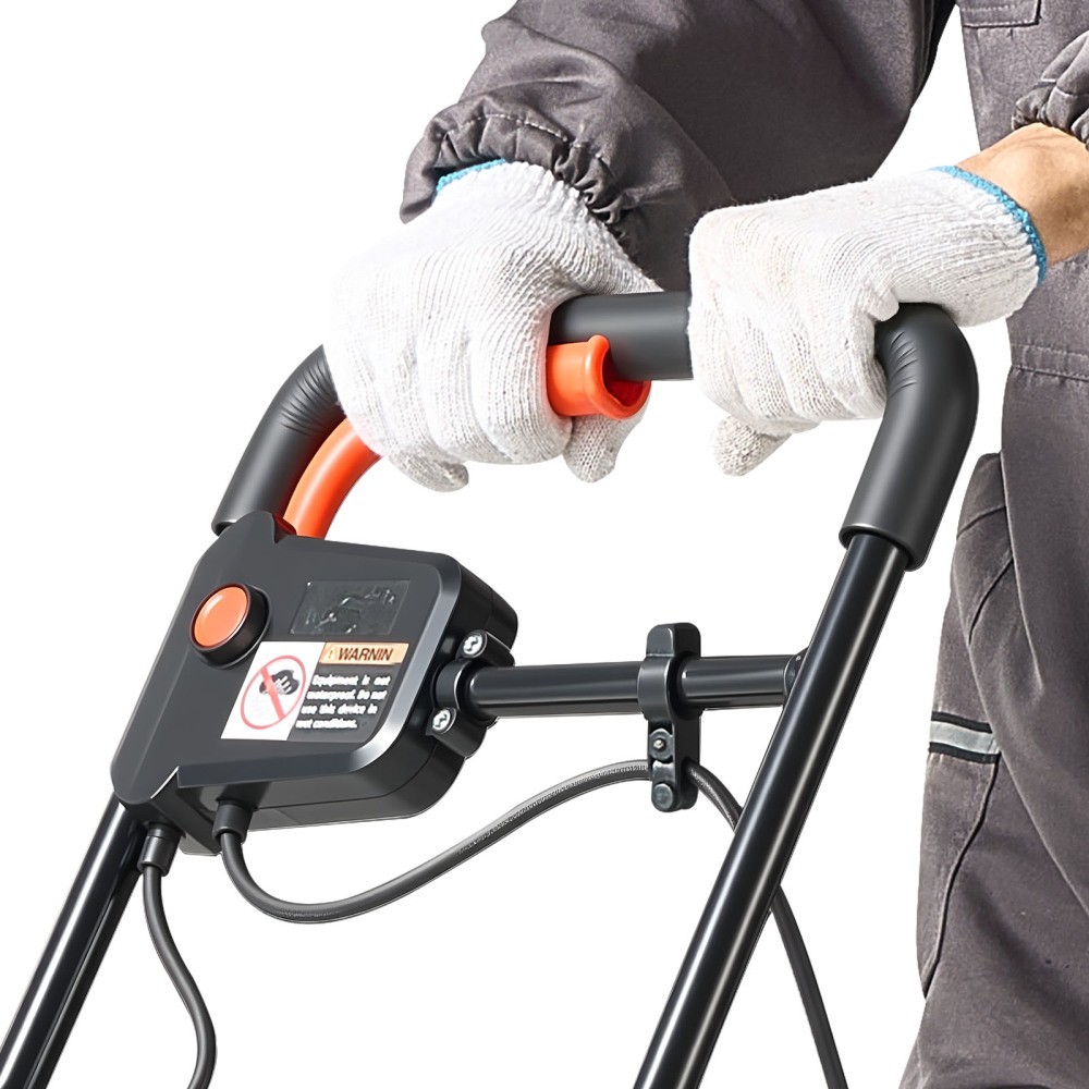 Plate Compactor, 130W Output Electric Ground Rammer, 5 kN Force, 3.9 in Depth