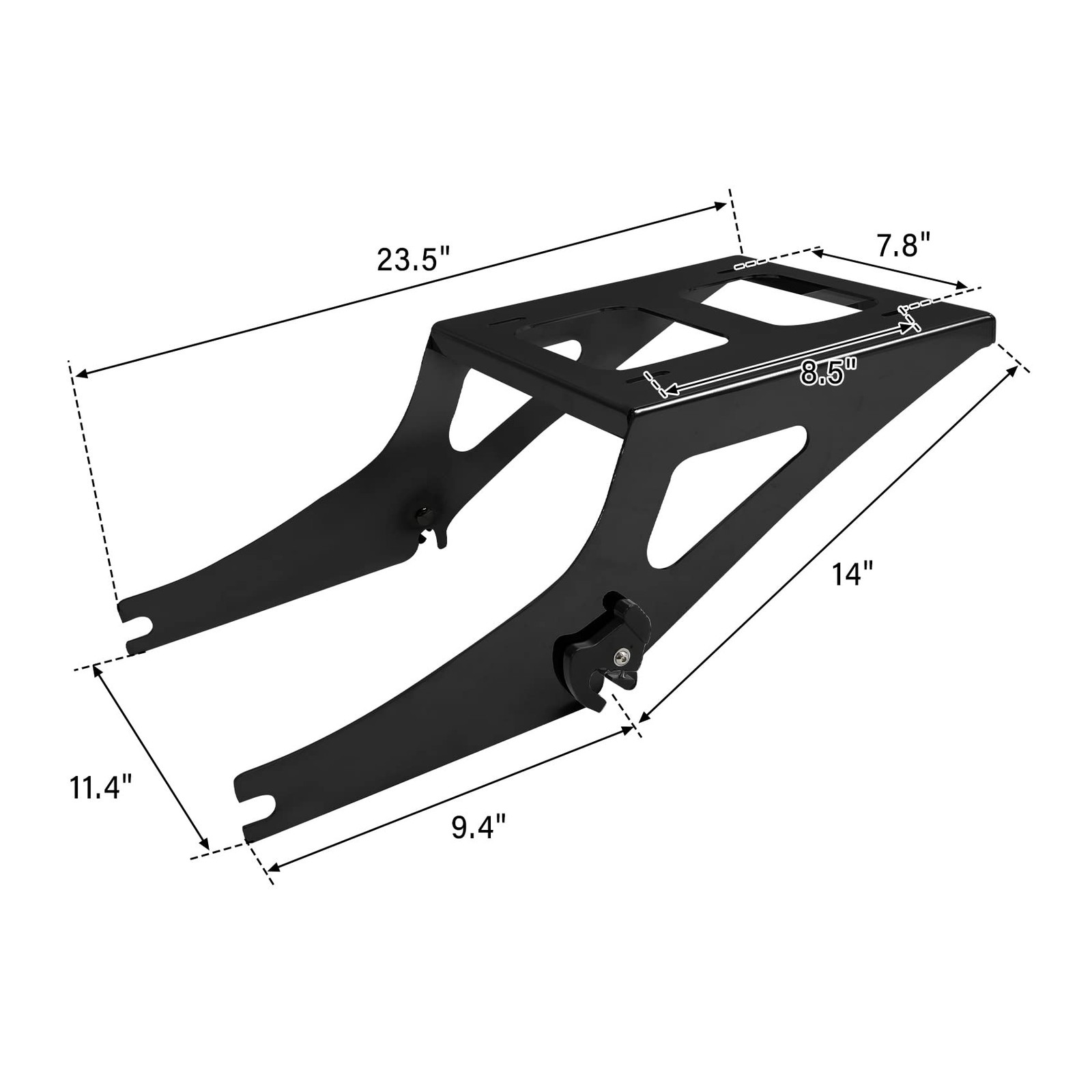 Vivid Black Chopped Trunk Backrest w/Trunk Mounting Rack Fit Fat Boy 2008-2017