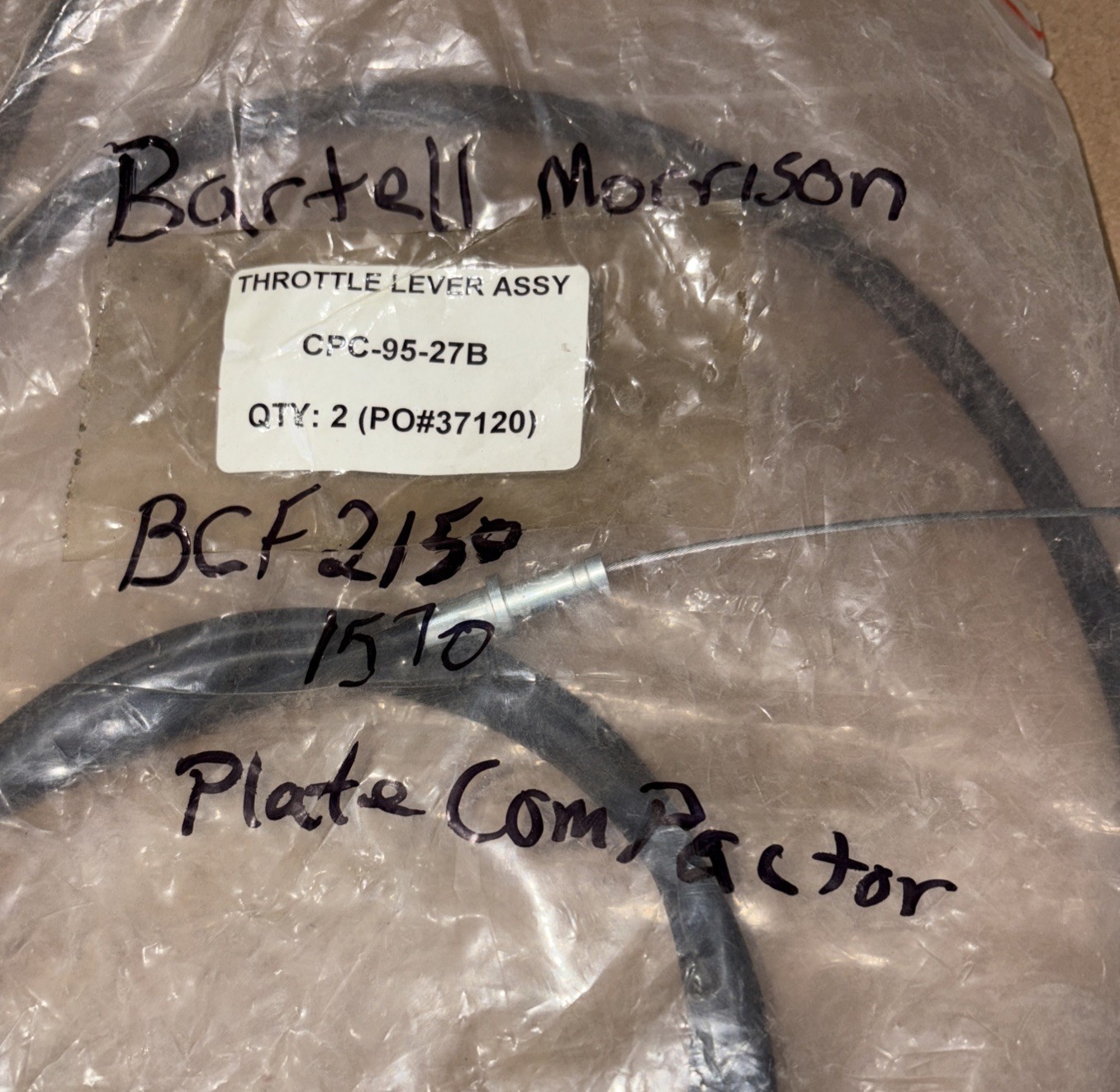 Bartell Morrison CPC-95-27B Throttle Lever Assembly BCF1570 BCF2150 OEM NOS